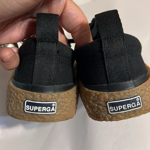 New Superga 2660 Unisex Black Gum cloth big stripe bumper Sneakers M6/W8 - Picture 11 of 14